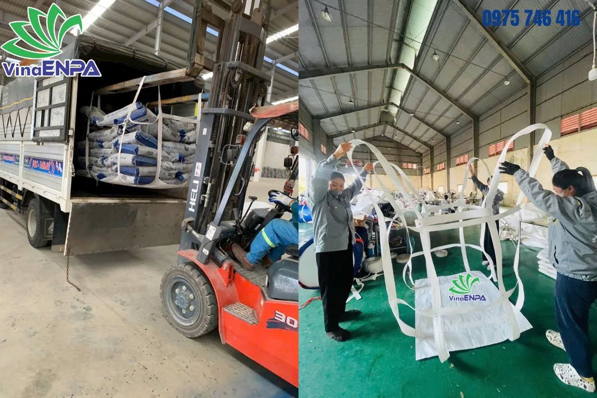Xuất hàng thức ăn chăn nuôi bằng bao sling